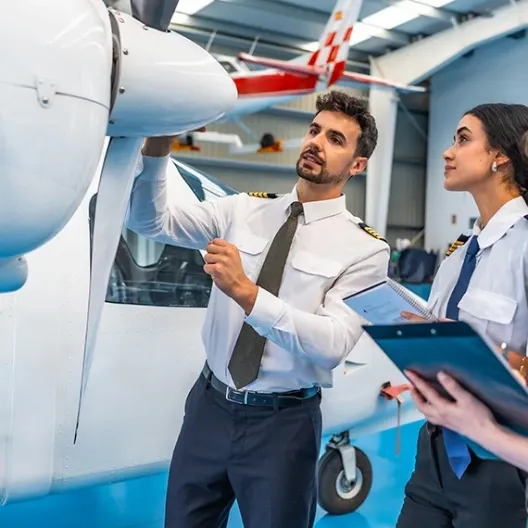 Cabin crew students in uniform during practical assessment